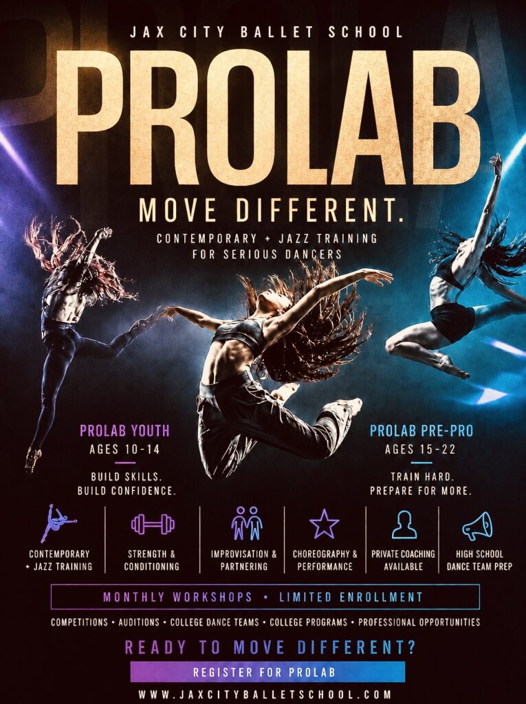 JAX CITY BALLET SCHOOL PROLAB MOVE DIFFERENT. CONTEMPORARY + JAZZ TRAINING FOR SERIOUS DANGERS